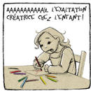 l'exaltation créatrice chez l'enfant devant tant d'ardeur à la tâche on se dit qu'il est rassurant que la nature s'avère moins exubérante on a tord dessin enfant