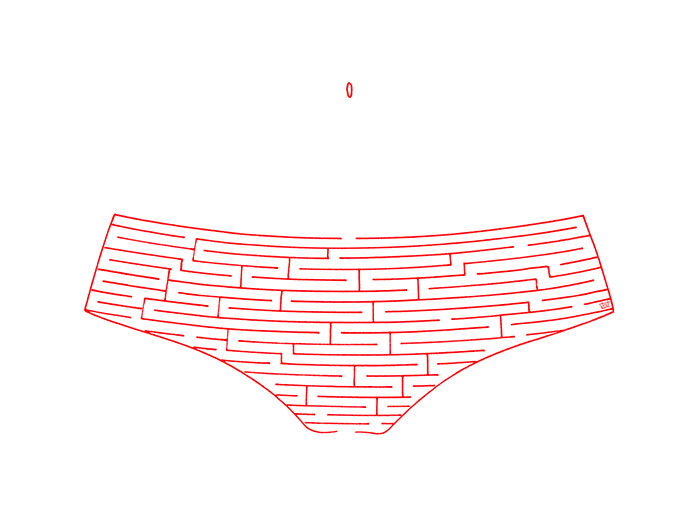 Illustration de labyrinthe rouge en forme de culotte dessiné par Vlou pour la Saint Valentin