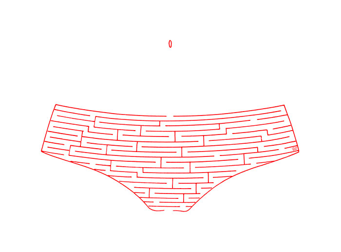 Illustration de labyrinthe rouge en forme de culotte dessiné par Vlou pour la Saint Valentin